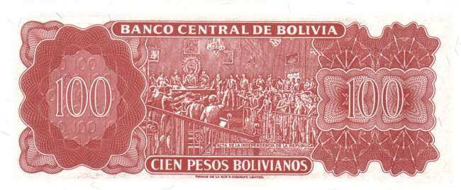 100 Pesos Bolivianos L.13.07.1962